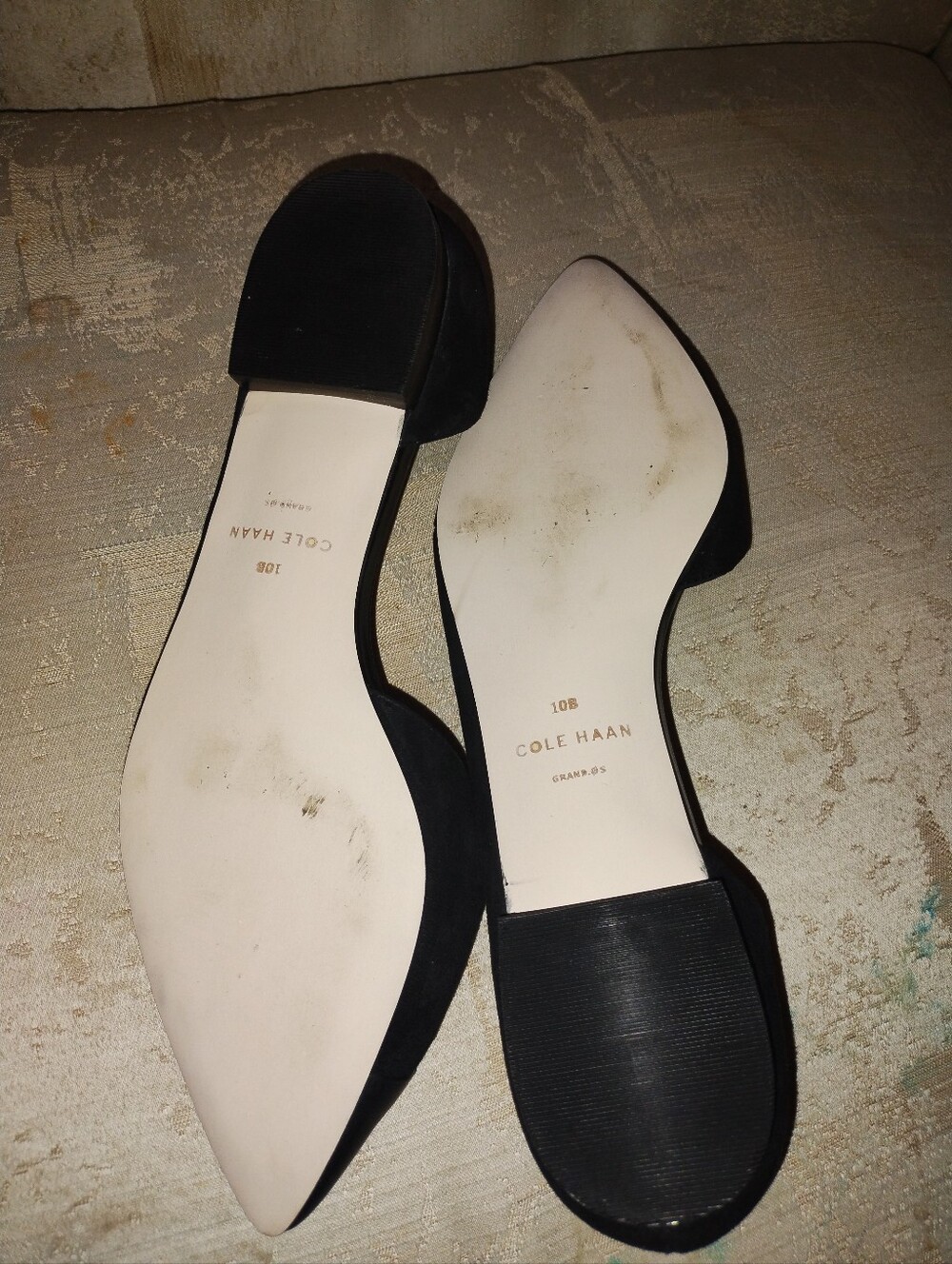 Cole Haan Black Pointed D'Orsay Flats with Leather Toe - Picture 7 of 7